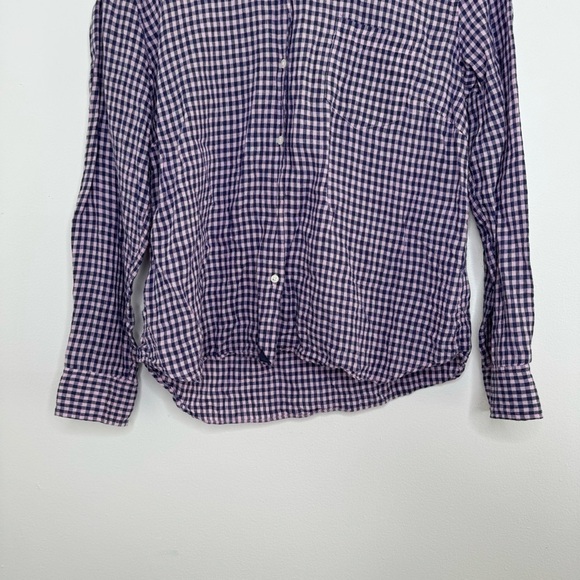 Untuckit pink blue plaid Sirah linen button down shirt 12 - Picture 2 of 8